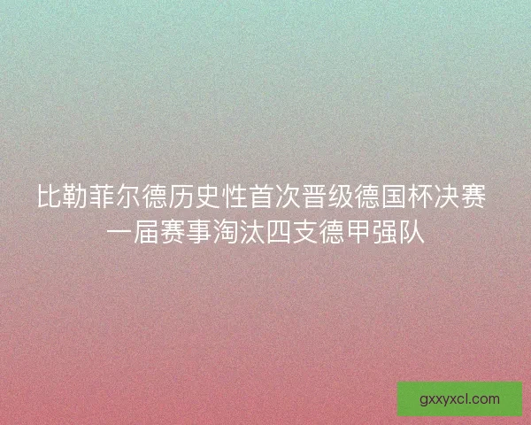 比勒菲尔德历史性首次晋级德国杯决赛 一届赛事淘汰四支德甲强队