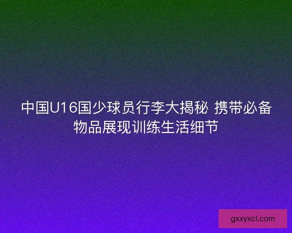 中国U16国少球员行李大揭秘 携带必备物品展现训练生活细节 中国U16国少球员行李大揭秘 携带必备物品展现训练生活细节